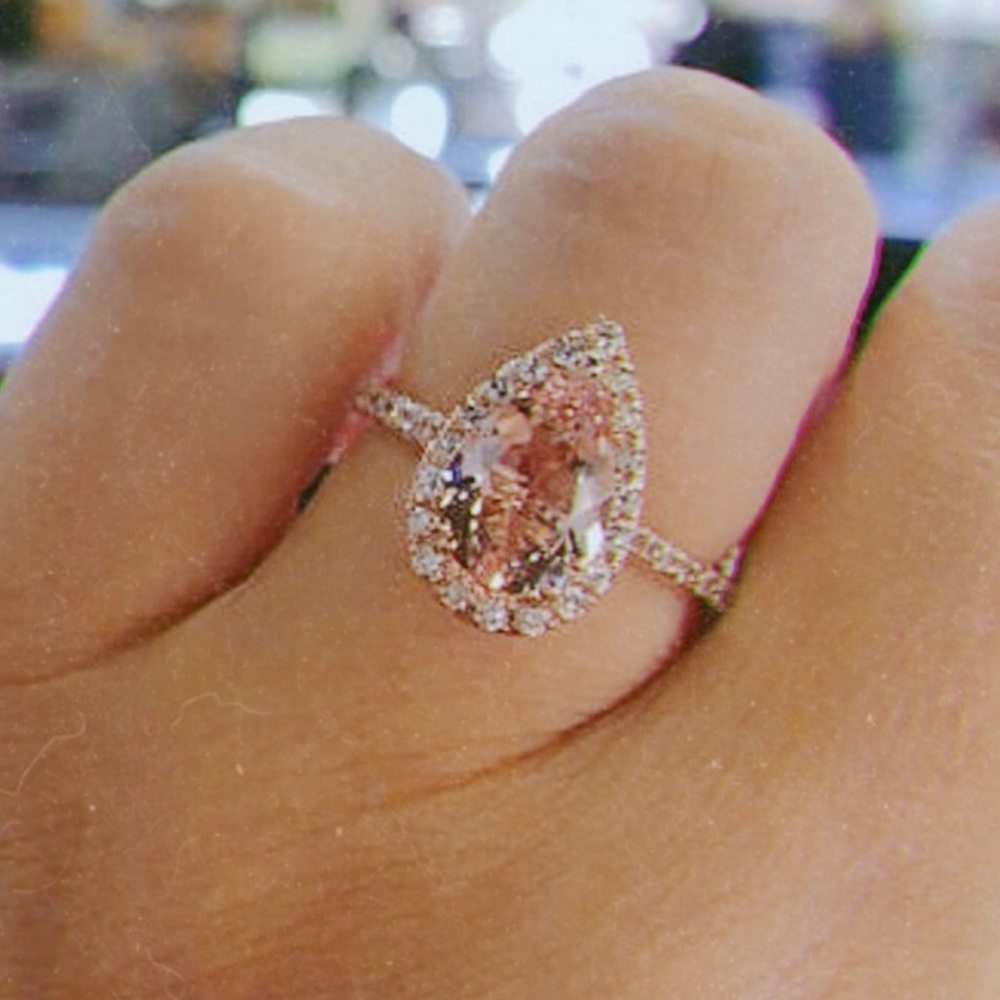 18K Rose Gold Morganite Engagement Ring - Picture 1 of 5
